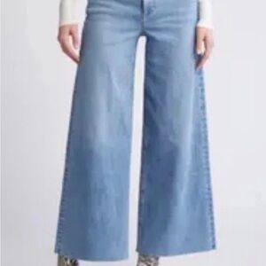 rag & bone Serena High Rise Wide Leg Raw Hem Light Denim 32